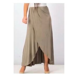 FREE PEOPLE Sage Green Soft Flowy Tulip Wrap High Low Style Maxi Skirt Size XS